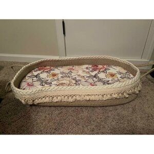 Boho rope tassel floral baby changing pad infant nursery Moses basket 30” L 15”